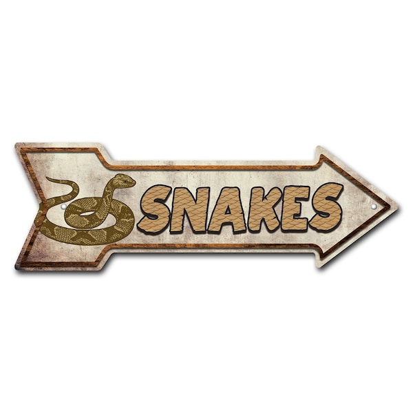 Snakes Arrow Sign Funny Home Decor 30in Wide